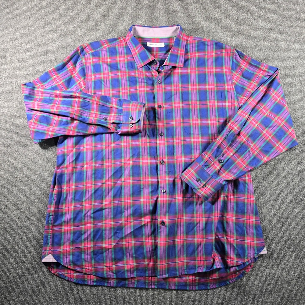 Tommy Bahama Strand Shirt Mens XXL Long Sleeve Plaid Button Down Multicolor
